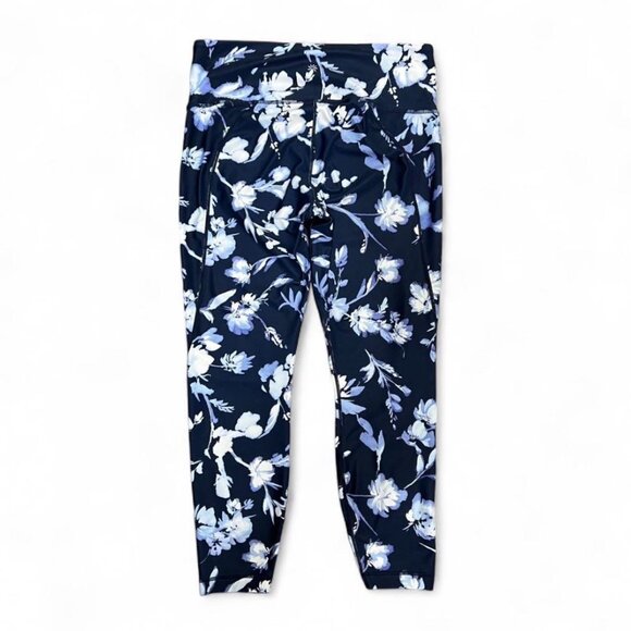 Athleta Navy White Floral 7/8 Leggings Large Salutation Stash - Picture 3 of 7